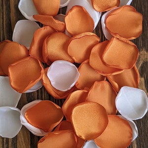 Burnt orange and white rose petals for wedding, fall autumn aisle runner decor, flower petals for flower girl baskets, wedding centerpieces
