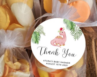 Pink Dinosaur Sachet, Dino Baby Shower Favor Girl, Scented Petals Bag