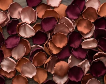 Burgundy Terracotta Rose Gold Petals Wedding Decor Boho Flower Girl Basket Rustic Aisle Runner Confetti
