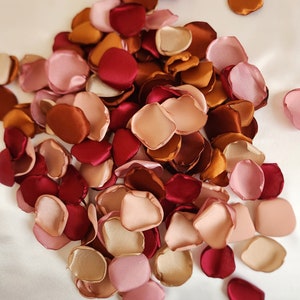 Fall wedding decor, terracotta dusty rose rose gold mix of rose petals for wedding decor, flower girl petals for baskets, reception decor