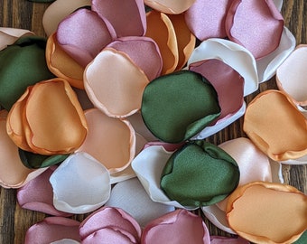 Wedding decor, rustic spa bridal shower toss, spring mustard olive peach rose petals for rehearsal, Simple southern small engagement decor