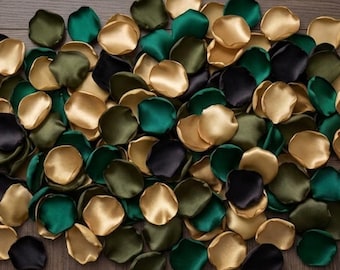 Emerald Olive Satin Rose Petals Rustic Wedding Aisle Decor Elegant Boho Flower Girl Toss Confetti