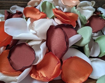 Rust sage and burnt orange mixture of rose petals for bohemian wedding, fall table decorations, custom flowers for aisle runner decor toss