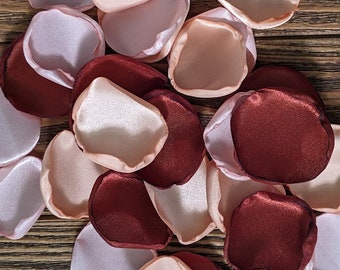 Rust blush and peach rose petals for wedding decor, tossing for aisle runner, flower girl confetti for baskets, ceremony or altar decor toss