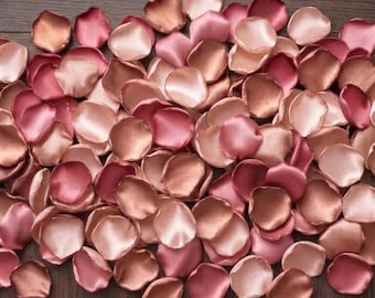 Dusty Rose Gold Blush Satin Petals: Wedding Confetti Decor