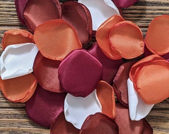 Burnt orange rust rose petals for wedding decor-aisle runner and flower girl confetti for baskets-bridal shower and bridesmaid gifts ideas