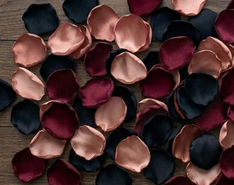 Rose Gold Black Burgundy Petals Gothic Wedding Decor Rustic Aisle Runner Flower Girl Basket Confetti Toss