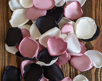 Mauve and black rose petals for wedding sign floor scatter decor-bridal shower confetti-flower girl and aisle runner flowers or leaves