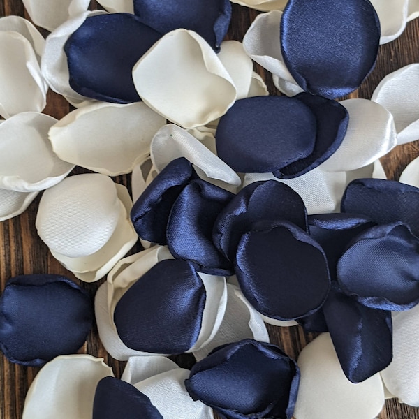 Navy blue rose petals for wedding decor and flower girl  baskets-wedding toss-aisle runner decor-pew markers for simple church ceremony