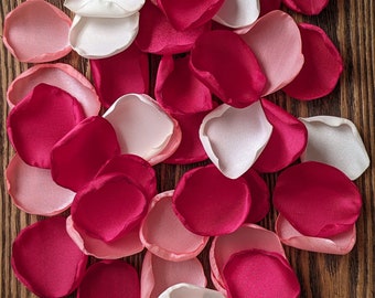 Red cream coral rose petals for flower girl, bridal shower decor, summer wedding dessert table toss decoration, tropical beach centerpieces