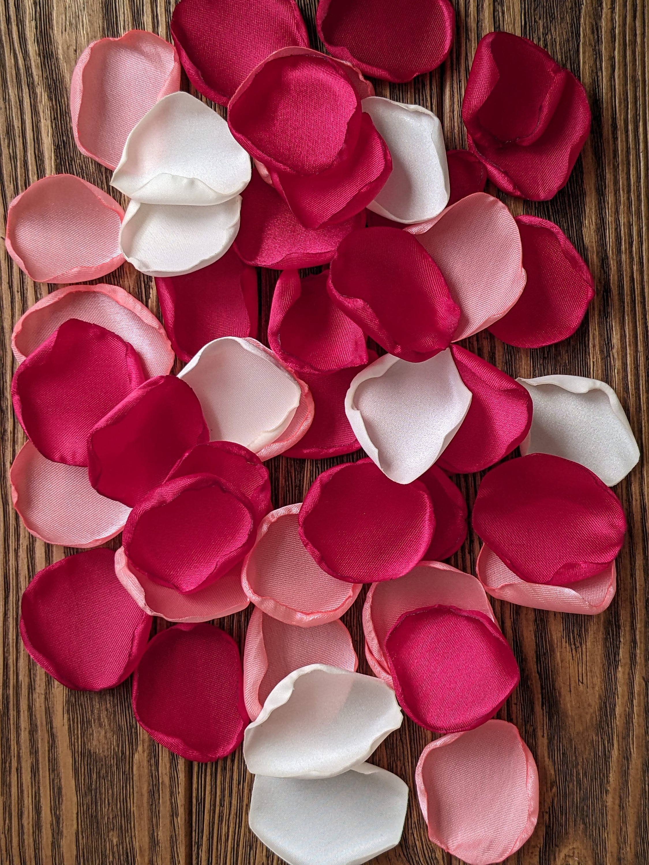 Red cream coral rose petals for flower girl and bridal shower