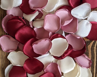 Brunch bridal shower, dusty rose burgundy cream ivory rose petals, rustic wedding supplies, fall baby shower decor, garden glam table decor