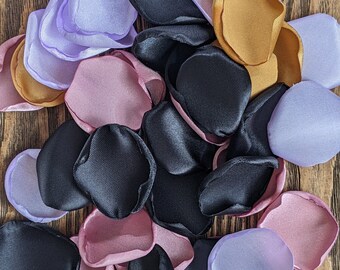 Black lavender mauve gold rose petals for wedding decor-moody bridal shower-minimal simple centerpieces-flowers for flower girl basket toss