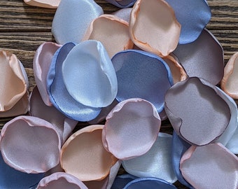 Dusty blue peach blush rose petals for arch, round table decor, bohemian aisle runner decoration, wedding flowers for table runner, confetti