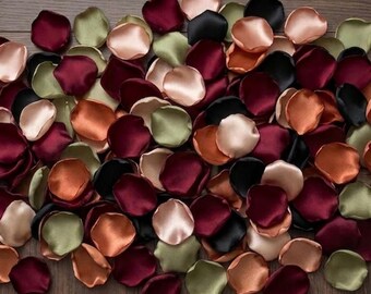 Satin Rose Petals Burgundy Terracotta Black Wedding Aisle Decor Flower Girl Basket Table Scatter