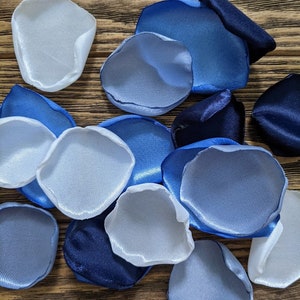 Dusty Blue, Navy Slate Blue Rose Petals with Ivory | Wedding Aisle Decor | Elegant Toss Petals for Ceremony Flower Girl
