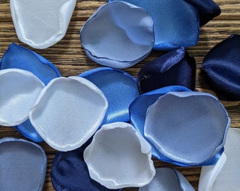 Dusty blue and navy mixture of rose petals for flower girl baskets, ceremony and reception table decorations for wedding and bridal shower