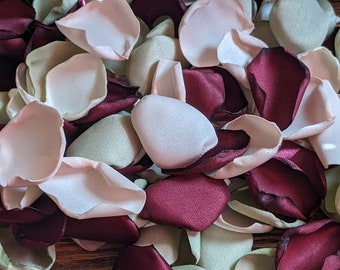 Blush pink sage and burgundy rose petals wedding table decorations or party decor-flower girl petals for baskets-rustic aisle runner decor