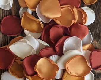 Marigold rust wedding decor, rose petals or confetti for wedding exit, bridal shower gift box toss-barn fall flower girl flowers for baskets