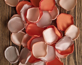 Orange peach and champagne fall flower girl rose petals-party decor-birthday decorations-table scatter-custom rustic bridal room decor toss