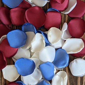 Slate Blue Burgundy Satin Rose Petals: Wedding Aisle Decor