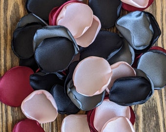 Black gray burgundy blush rose petals for wedding aisle and table runner decor-party confetti supplies-cards and gifts table decorations