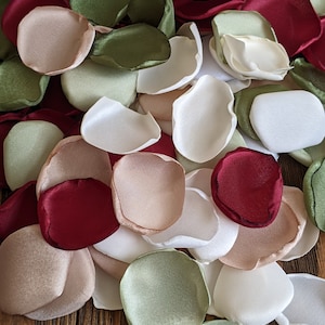 Champagne Burgundy Sage Rose Petals – Wedding Aisle Decor, Flower Girl Basket, Bridal Shower Confetti, Favor Box Filler