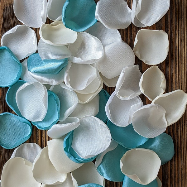 Robins egg blue or light turquoise mix of rose petals for bridal shower decor-flower girl flowers and baby shower decoration for tables