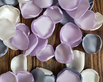 Lavender Dusty Blue Wedding Petals | Ivory Rose Petals for Ceremony Toss, Aisle Flower Girl, Butterfly Bridal Shower Custom Petals for Sign