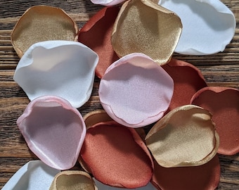 Terracotta gold boho wedding decor, modern bohemian rose petals for minimalist reception ceremony, desert chic petals for flower girl basket