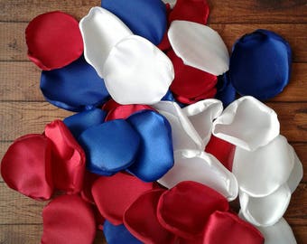 Wedding decor-Gymnastics birthday party or fourth of July-red royal and white rose petals for table toss and flower girl basket-confetti