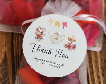 Tea Party Sachet Favor, Bridal Tea Shower Favor, Garden Party Gift, Vintage Tea Decor, Floral Petal Bag, Spring Luncheon handmade Favor