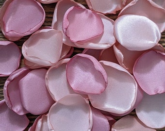 Dusty rose gold blush petals, wedding confetti, head table sweetheart decor, out of town guest bags filler idea, wedding tablescapes flowers