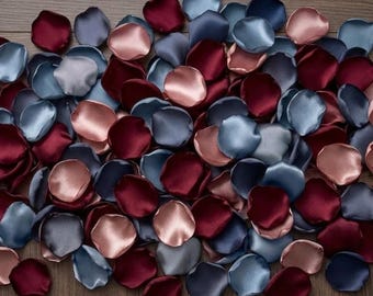 Dusty Rose Blue Navy Burgundy Silk Flower Petals | Wedding Aisle Ceremony Toss | Flower Girl Bridal Decor