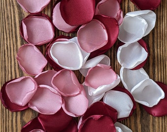 Dusty rose burgundy rose petals for fall wedding decor, table confetti decorations, flower girl flowers to toss, floral bridal shower party