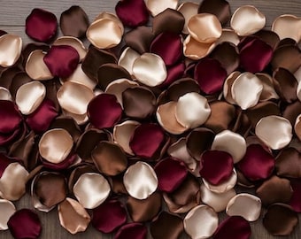 Burgundy Champagne Brown Flower Petals Wedding Girl Aisle Decorations Silk Confetti Table Scatter Bridal Shower Fall Decor