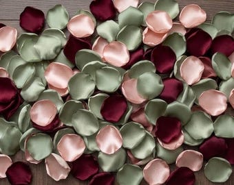 Blush Pink Sage Burgundy Rose Petals Wedding Table Decorations Flower Girl Baskets Rustic Aisle Runner Party Decor
