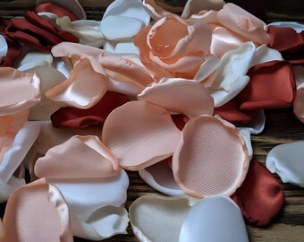 Wedding decor, Rust and peach rose petals-flower girl flowers to toss, bridal shower reception simple arrangements, fall brunch party decor