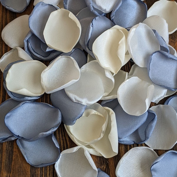 Dusty blue ivory and cream mix of rose petals for  wedding decor and flower girl baskets-ceremony aisle runner or bridal shower confetti
