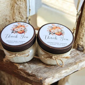 Little Pumpkin Baby Shower Candle Favors – Fall Baby Shower Gifts – 4oz Personalized Soy Candle – Autumn Bridal Shower Favor Bulk