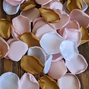 Wedding decor, Chic white blush gold ice pink rose petals for swan sweet baby girl shower, table toss or confetti for bridal shower decor