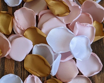 Wedding decor, Chic white blush gold ice pink rose petals for swan sweet baby girl shower, table toss or confetti for bridal shower decor