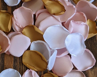 Wedding decor-Chic white blush gold and ice pink rose petals for swan sweet baby girl shower-table toss or confetti for bridal shower decor