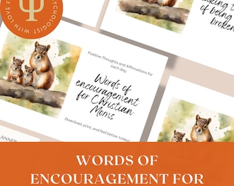 Affirmation cards-Words of encouragement for Christian moms-positive digital download-printable quote mental health flashcards-woodland art