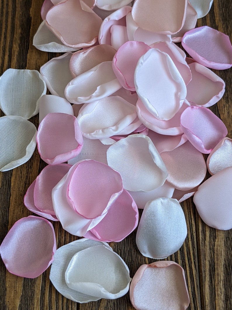 Blush and white rose petals for heaven sent baby girl shower decor or first communion-baptism party decorations-classic table centerpieces image 3