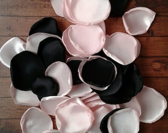 Paris party decorations, black and blush rose petals bulk for wedding, panda bear baby shower, sweet 16 decor, flowers for flower girl toss
