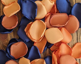 Fall wedding decor, burnt orange terracotta navy mix of rose petals for wedding decor, rustic barn bridal shower table decor, flower girl