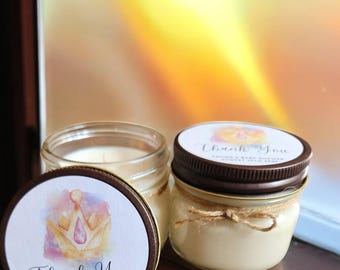 Crown Candle Favors – Tiara Bridal Shower Favors – Princess Theme Soy Candles – Royal Baby Shower Gifts – Custom 4oz Candle Favor