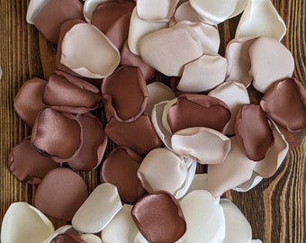 Antique rose gold tan cream ivory rose petals for entrance wedding decor, romantic shabby chic bridal shower decor, neutral rustic confetti