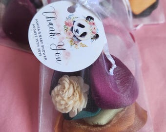 Pink Panda Party Favor – Sola Flower, Scented Petals & Organza Bag – Baby Shower or Birthday Gift with Optional Tag